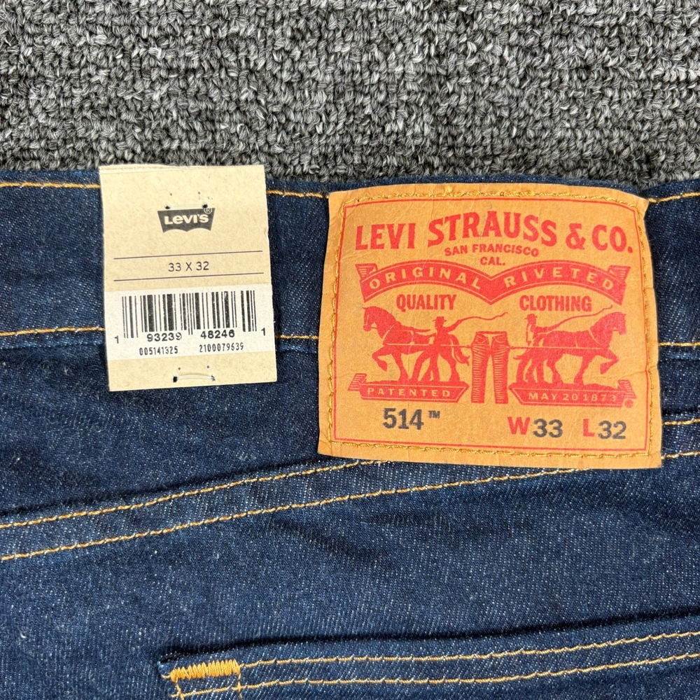 Levi's 514 Straight Jeans Mens 33x32 Dark Wash Stretch Denim NEW - Picture 6 of 10